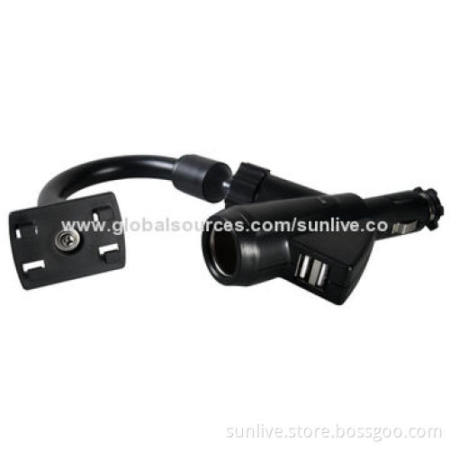 Dual USB 2 Ports Charger Car Cigarette Lighter Mount Holder For Smart Cell Phone